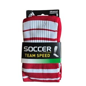 NWT! ADIDAS Climacool Team Speed Soccer Socks Red Stripe Kids Youth Small 13C-4Y
